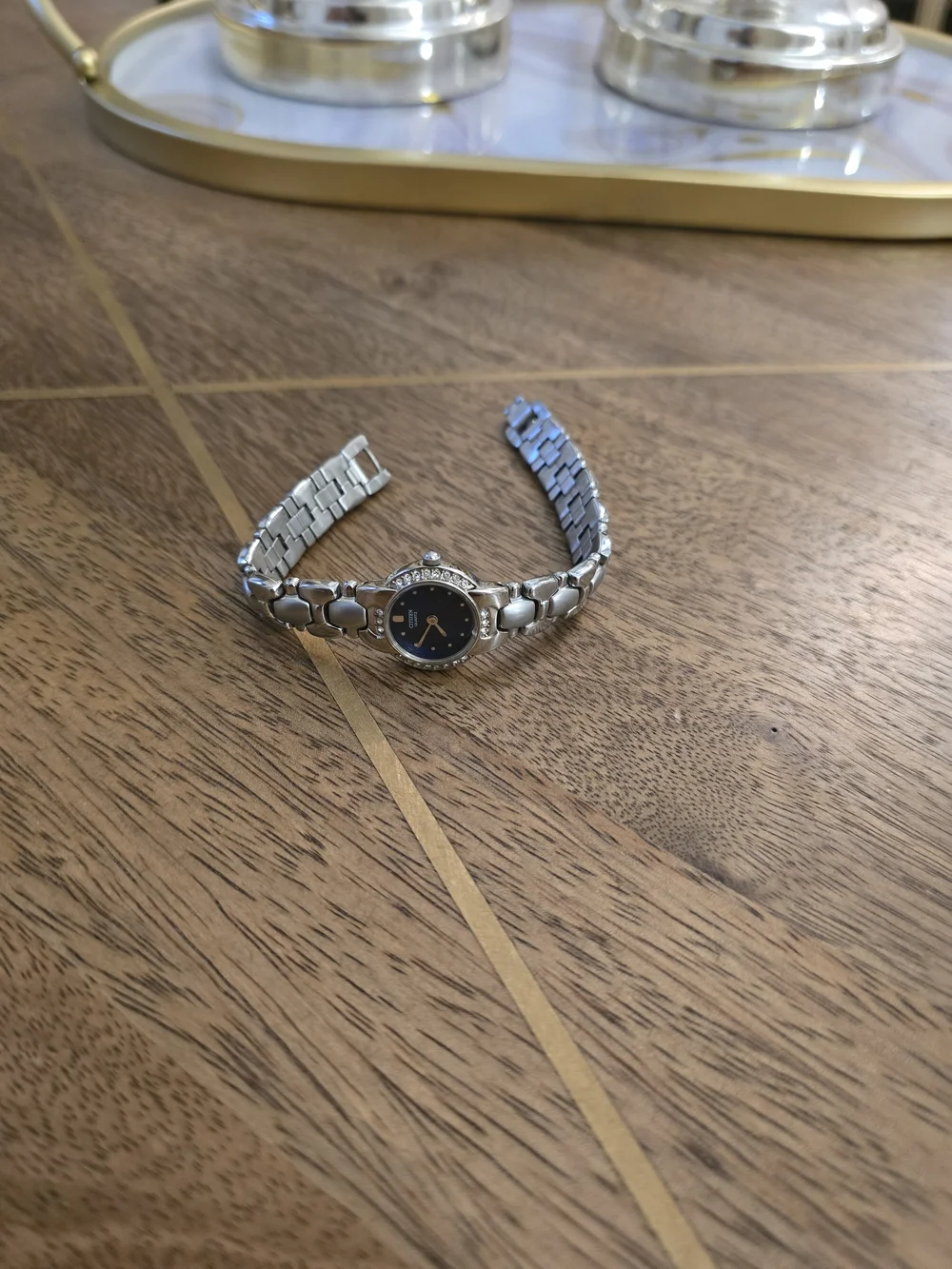 Citizen Quartz Women's Silver Watch with Blue Dial